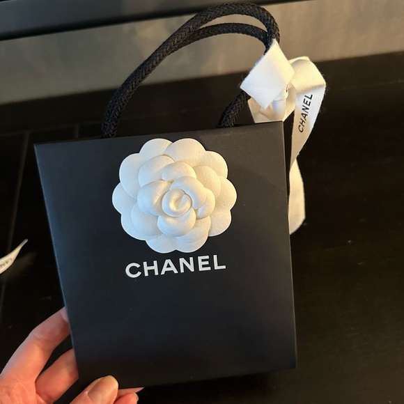 CHANEL PAPER SHOPPING BAG (Small/Jewelry Size), RIBBON & CAMELLIA - Picture 1 of 2